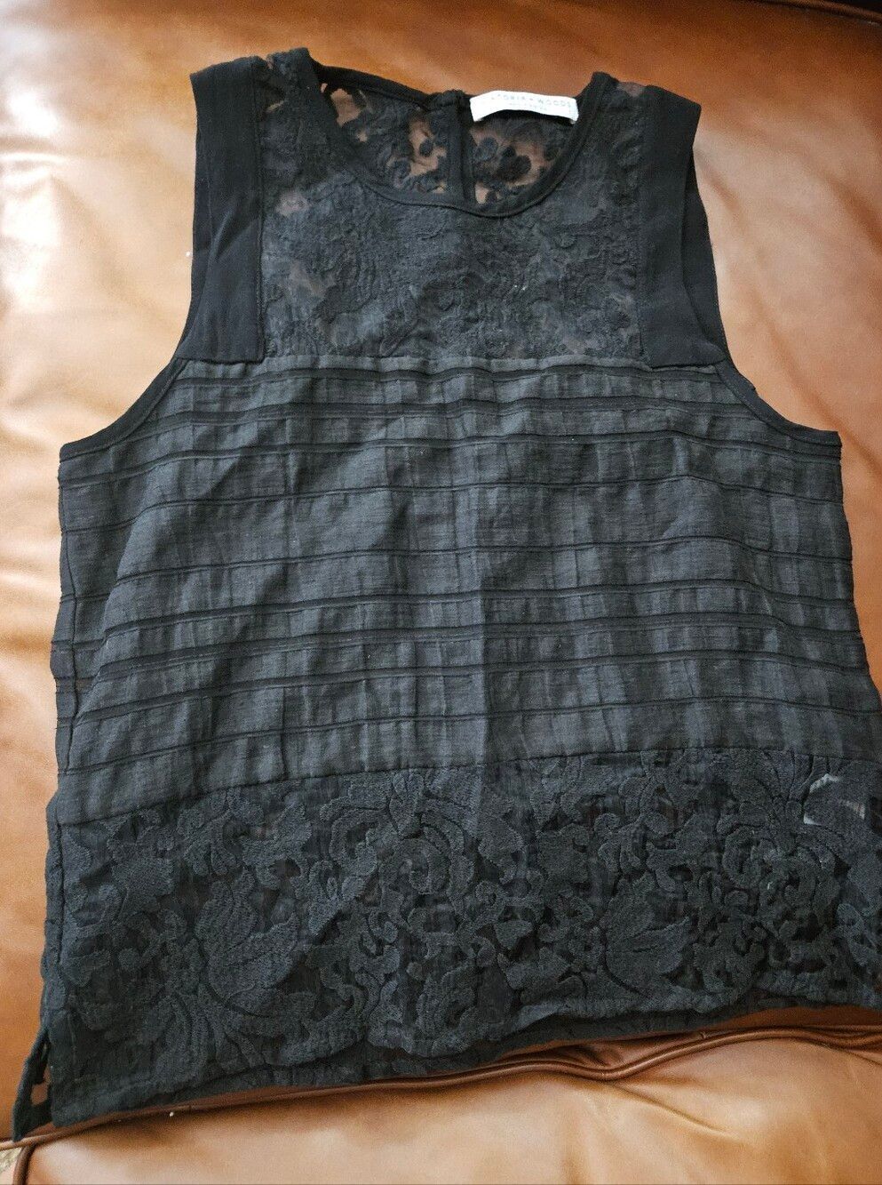 Viktoria + Woods Black Lace Sheer Sleeveless Women's Top Size 1 US XS